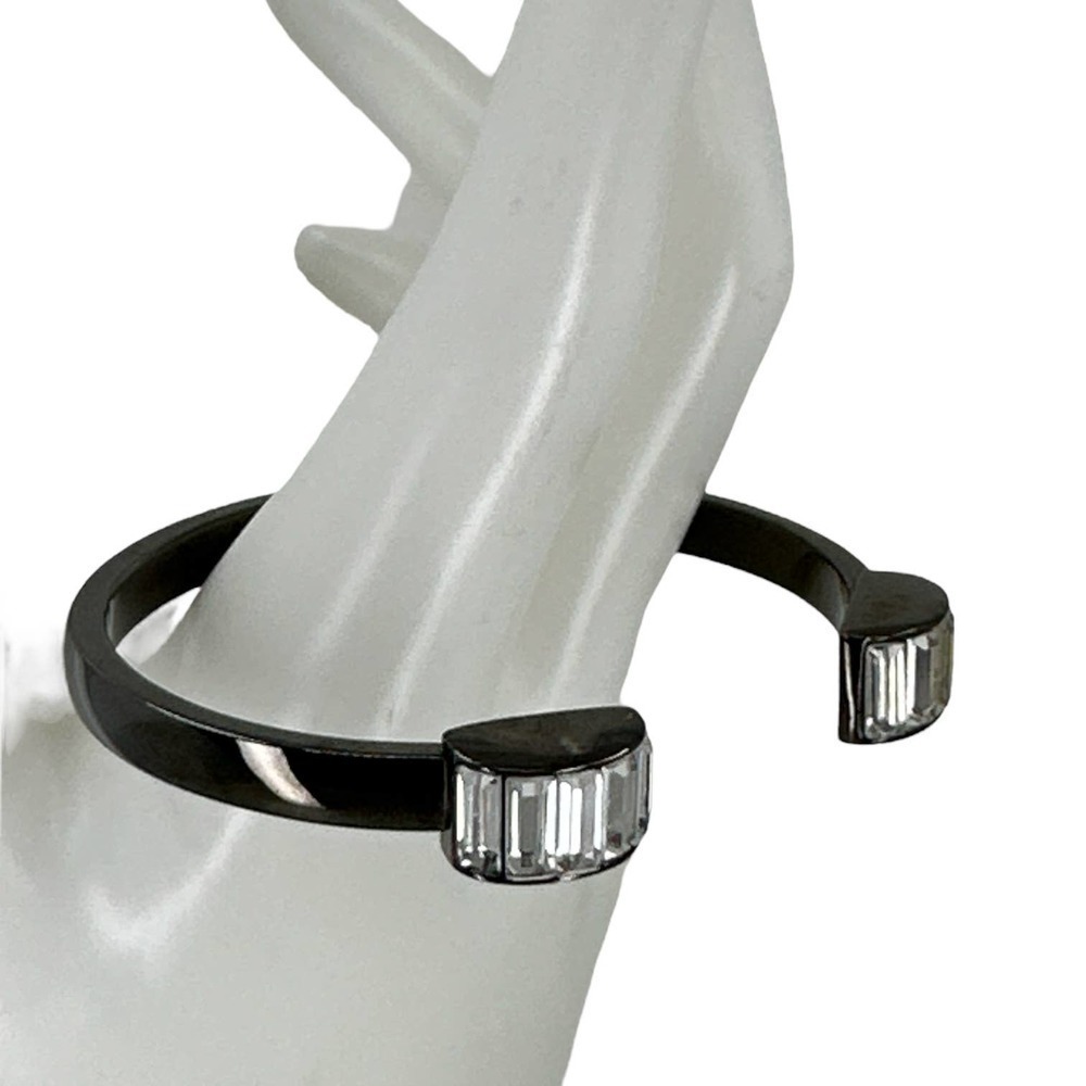 Kiam Family Cubic Zirconia Gun Metal Cuff Link baguette Crystal Bracelet